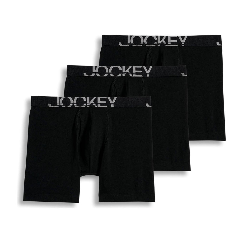 Jockey Men's 3+1 Bonus Pack Active Stretch 7 Long Leg Boxer Brief XL Black