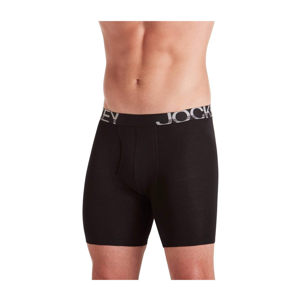 Jockey Men's 3+1 Bonus Pack Active Stretch 7 Long Leg Boxer Brief XL Black