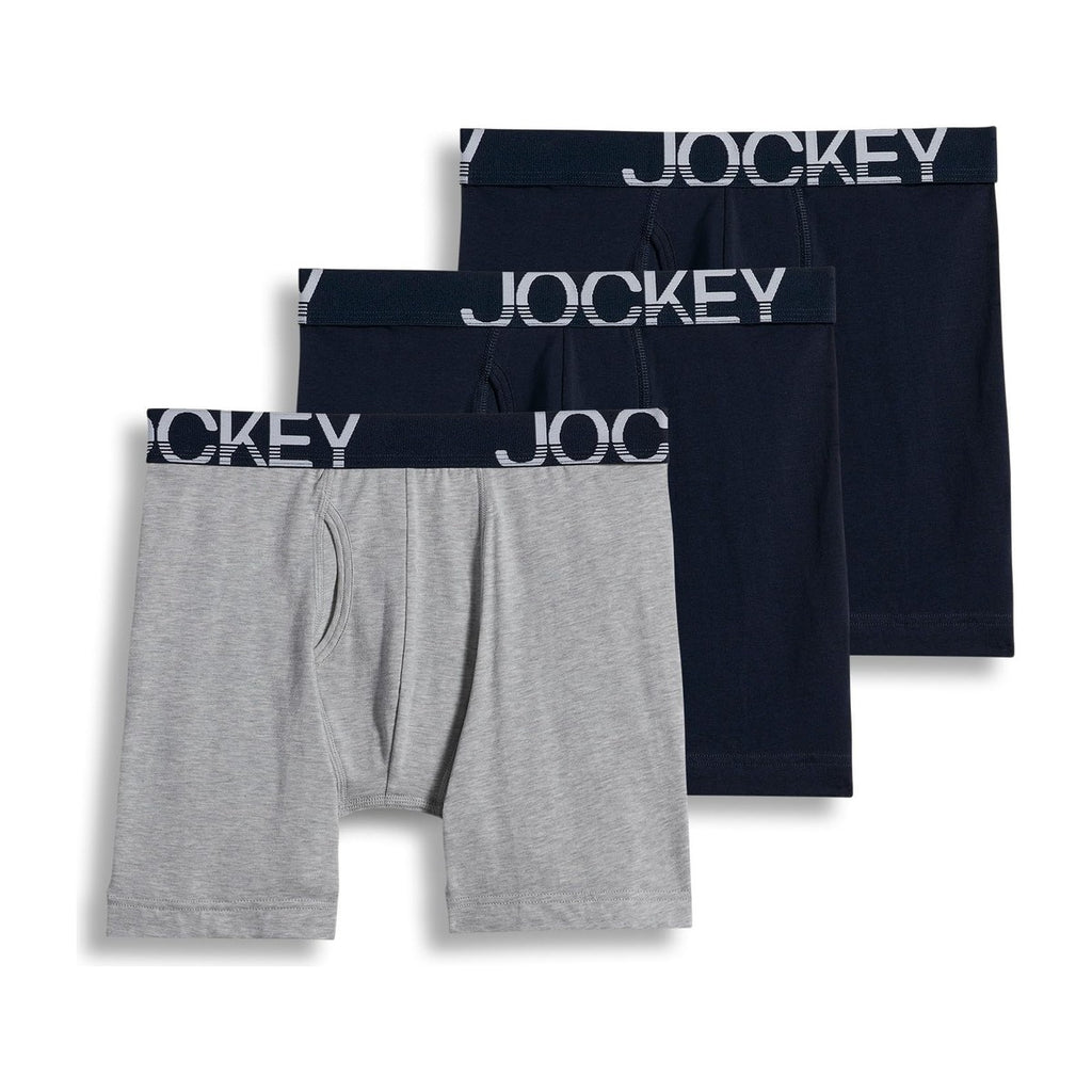 Jockey Men's 4-PACK Active Stretch Long Leg Briefs Medium/Gray True Navy/Grey Heather/True Navy