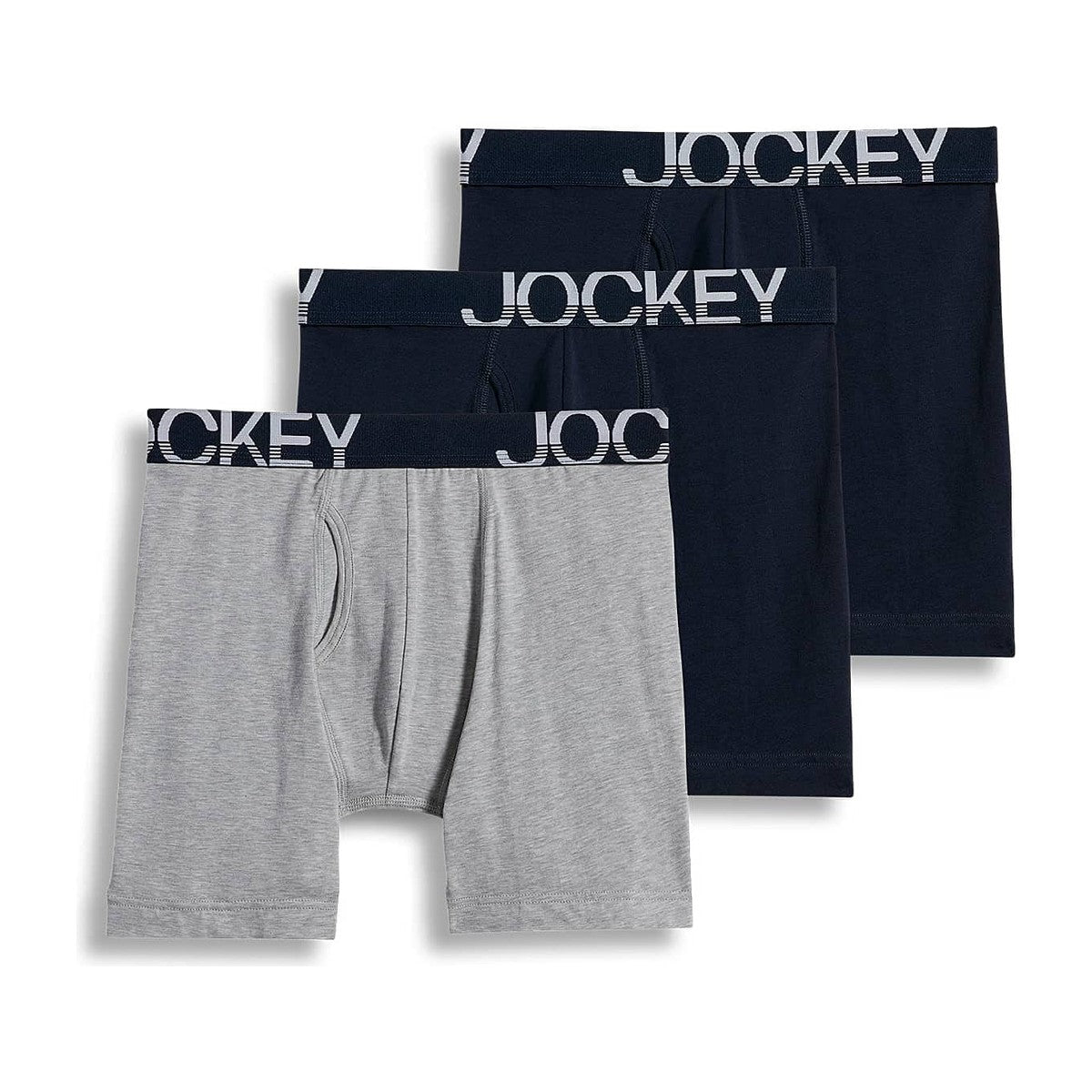 Jockey Men's 4-PACK Active Stretch Long Leg Briefs Medium/Gray True Navy/Grey Heather/True Navy