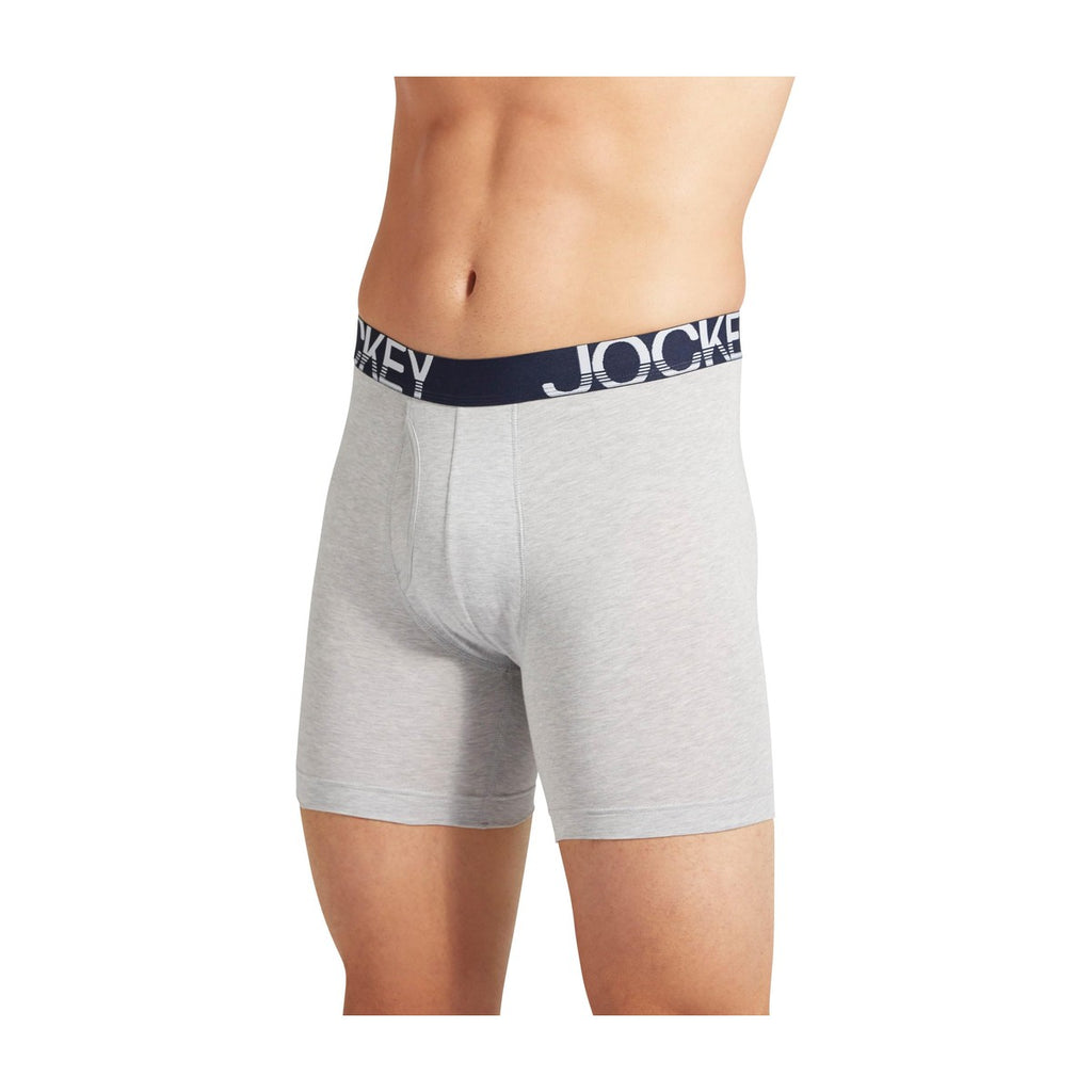 Jockey Men's 4-PACK Active Stretch Long Leg Briefs Medium/Gray True Navy/Grey Heather/True Navy