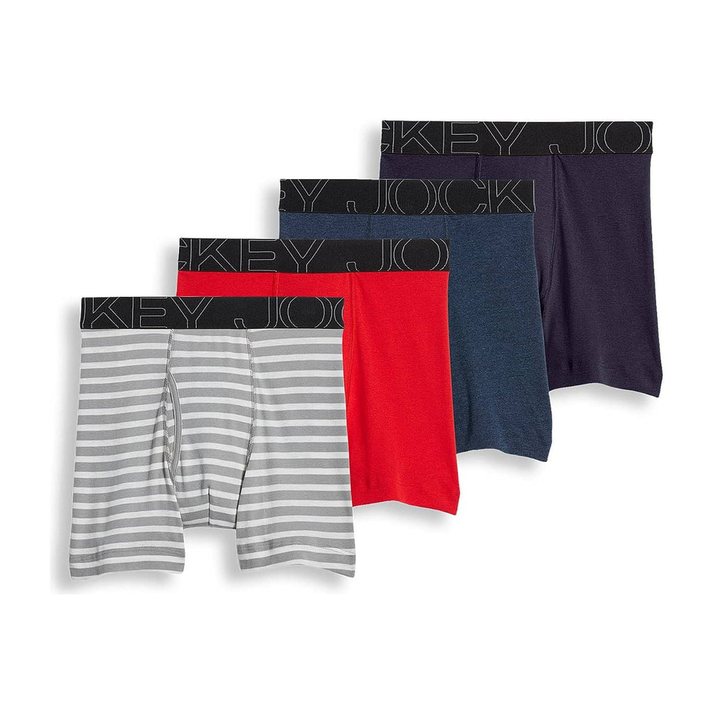 Jockey Men's Active Blend Quartz Grey Stripe/Rough Sea Blue/Racing Red/Navy Heather