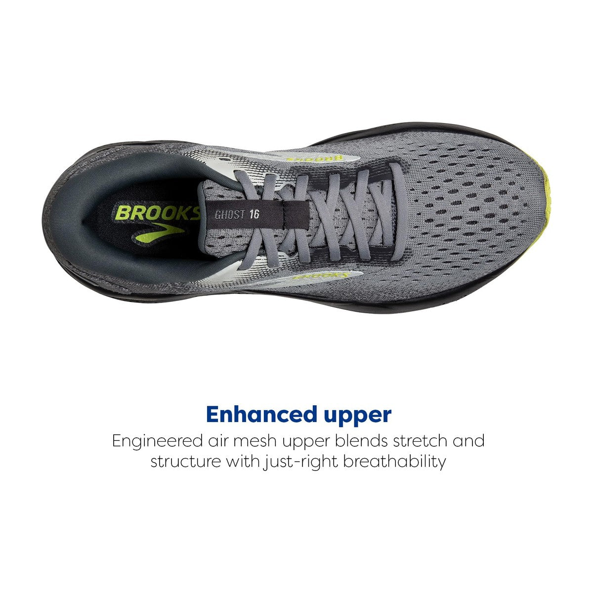 Brooks Men's Ghost 16 Black Primer/Grey/Lime