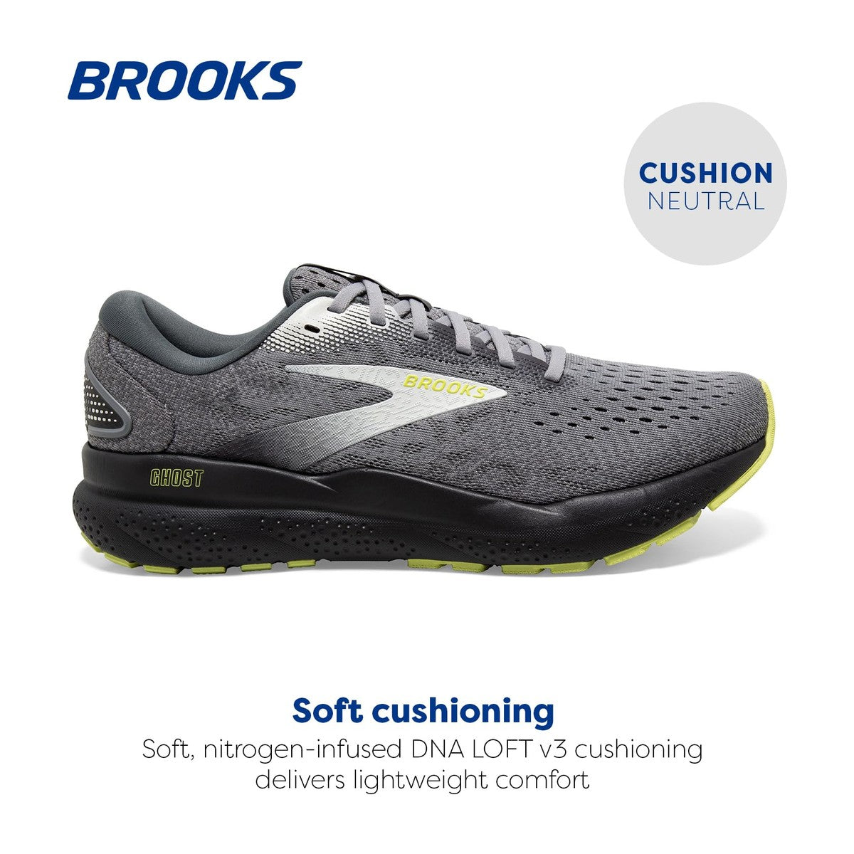 Brooks Men's Ghost 16 Black Primer/Grey/Lime