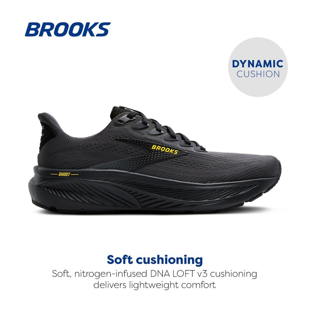 Brooks Men's Ghost 17 Ebony/Black/Yellow