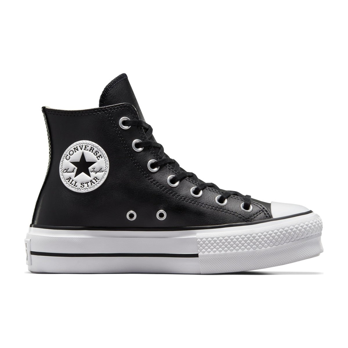 Converse Women's Lift Platform Leather Black/Black/White