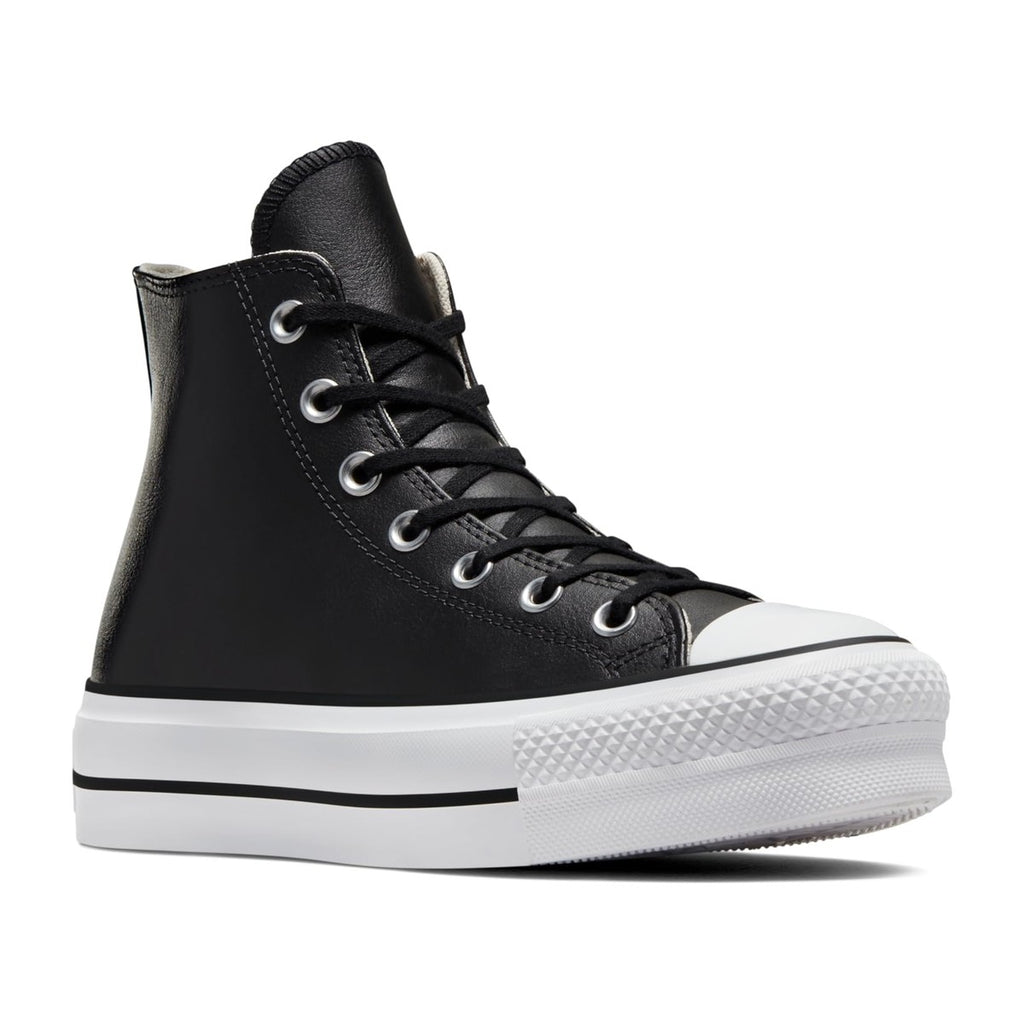 Converse Women's Lift Platform Leather Black/Black/White