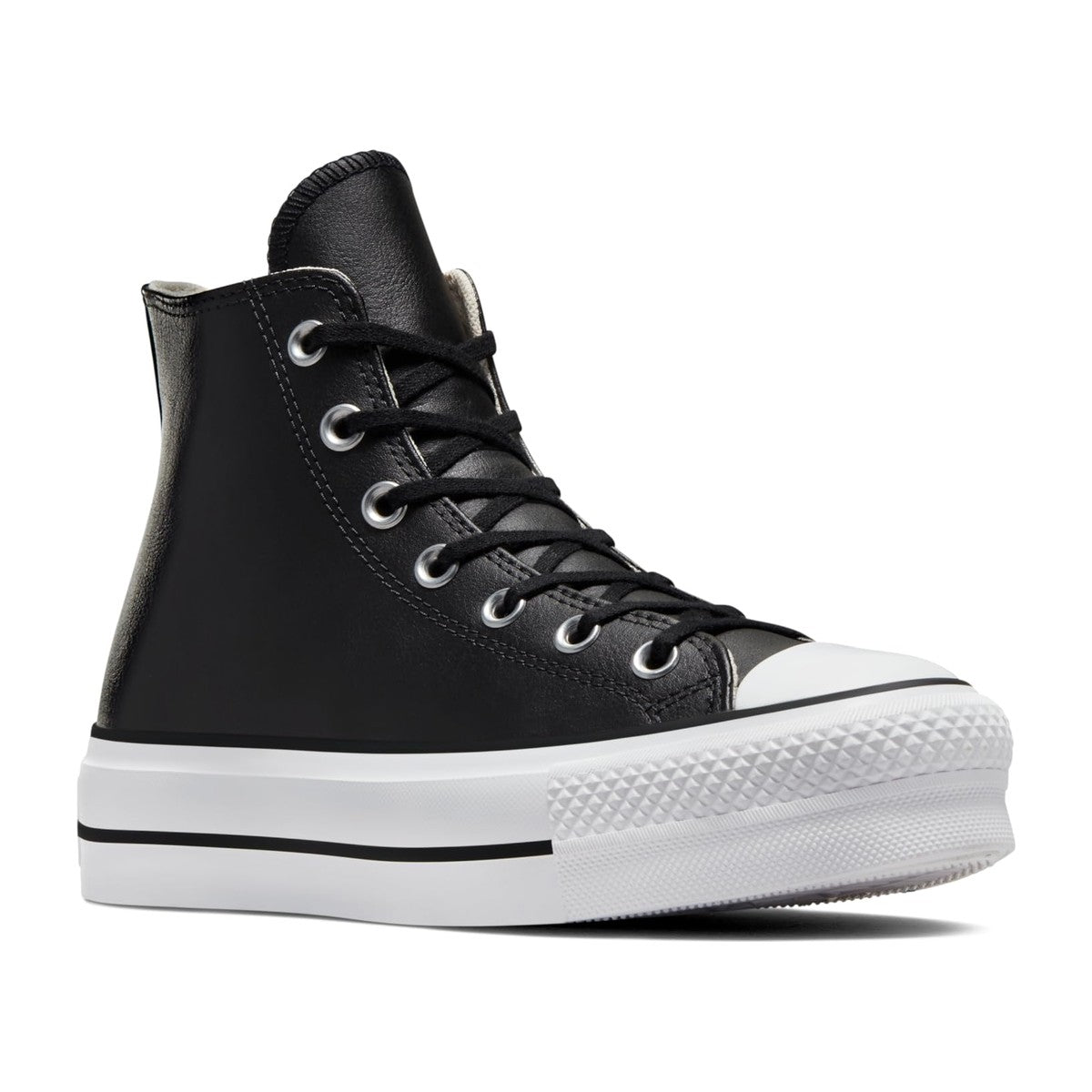 Converse Women's Lift Platform Leather Black/Black/White