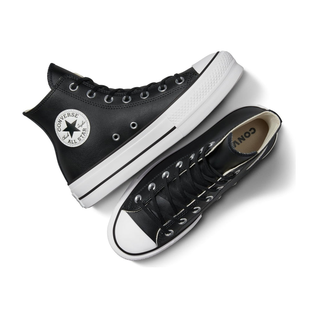 Converse Women's Lift Platform Leather Black/Black/White