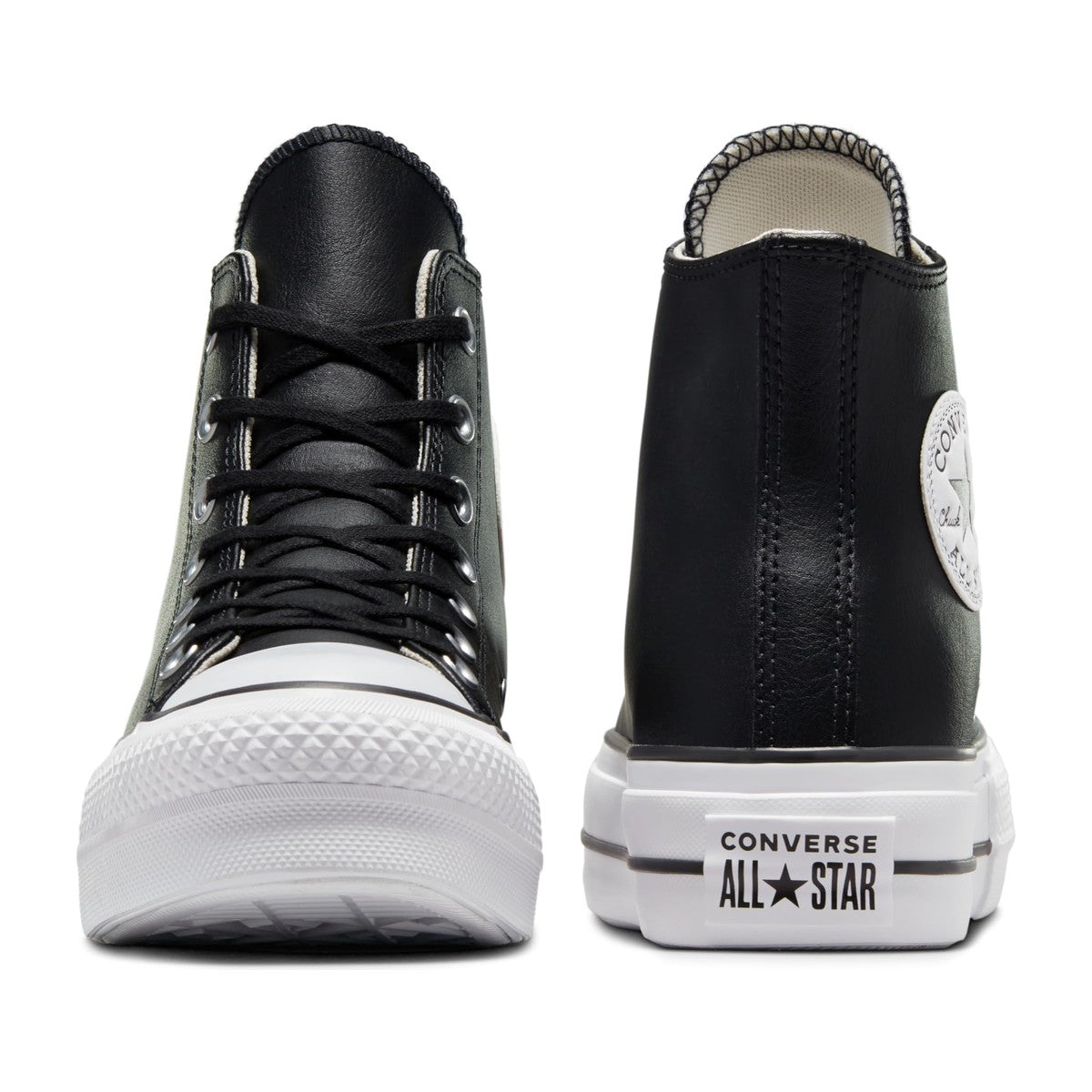 Converse Women's Lift Platform Leather Black/Black/White