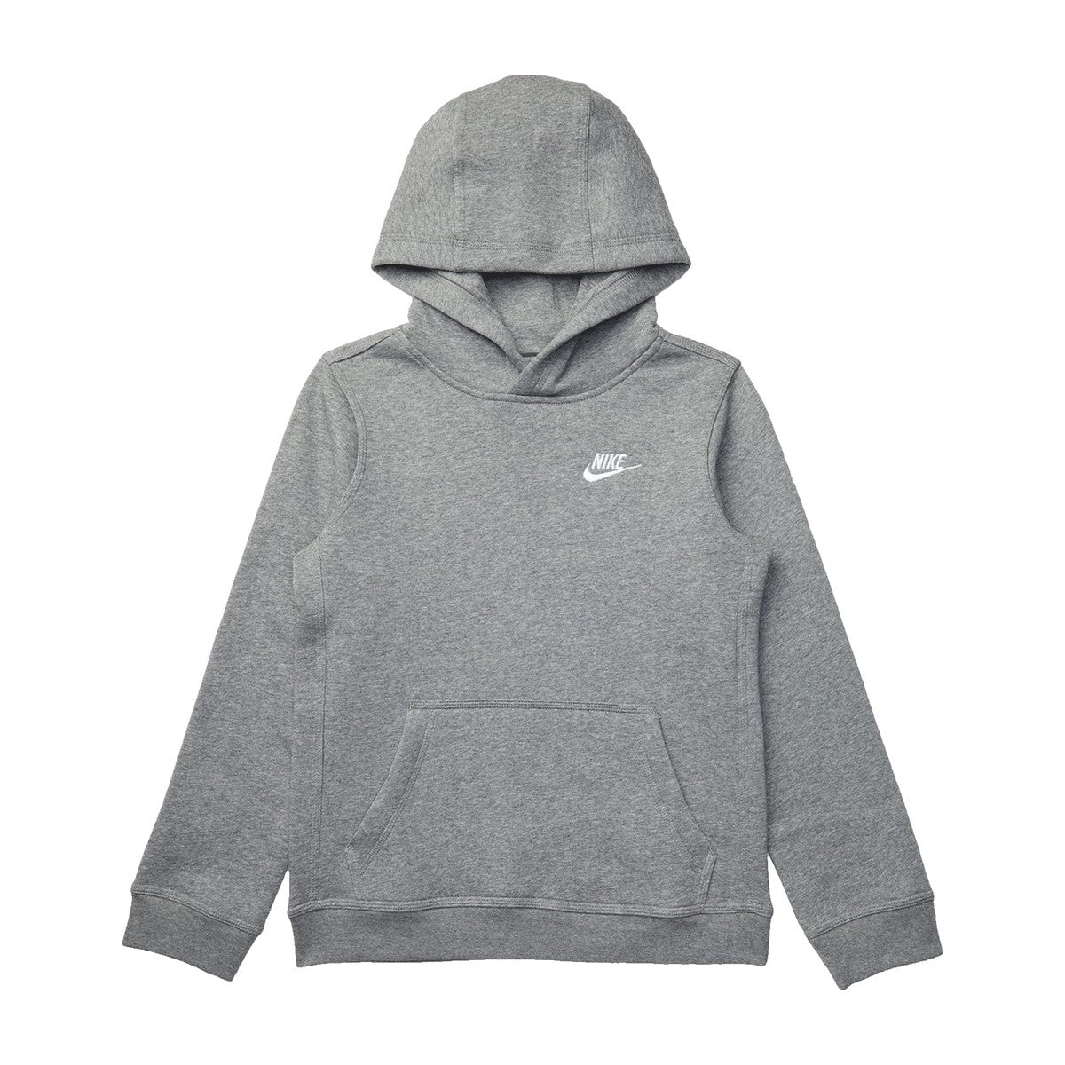 Nike Big Kid Sportswear Club Fleece Hoddie Carbon Heather/White