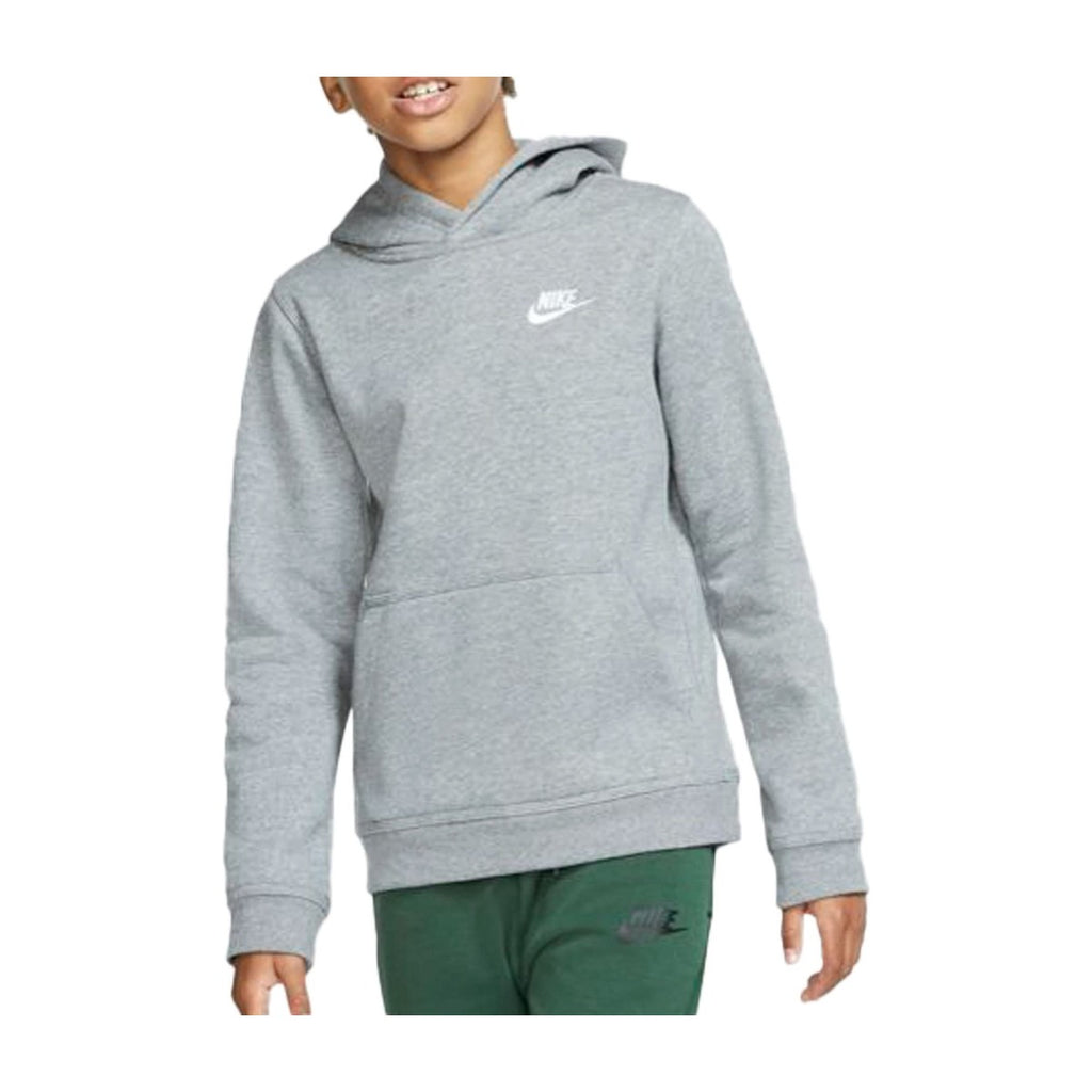 Nike Big Kid Sportswear Club Fleece Hoddie Carbon Heather/White