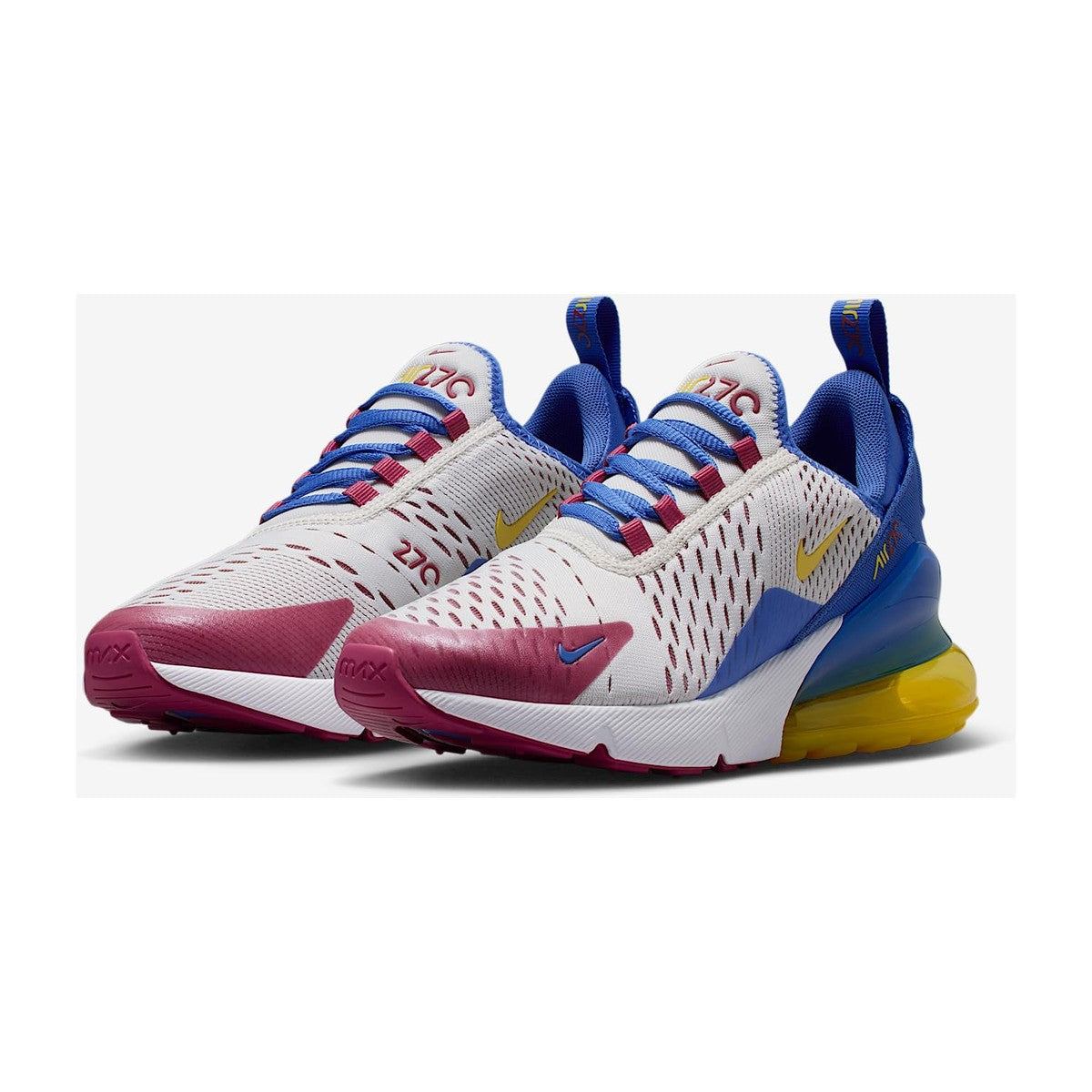 Nike Big Kids' Air Max 270 Sneakers (soft Pearl/Bright Citron-comet Blue)
